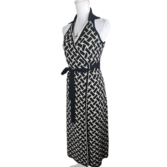 Diane von Furstenberg ~Woman Size S~ Black/White Wrap Knit Summer Midi Dress NWT - Picture 10 of 13